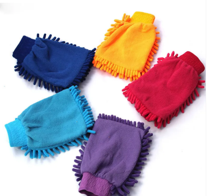Guantes de Lavado de Coche de Chenilla Coral Medianos